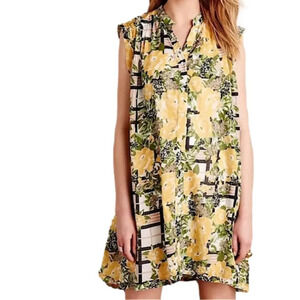 Anthropologie Porridge floral sleeveless button down dress Pockets Women’s sz XS